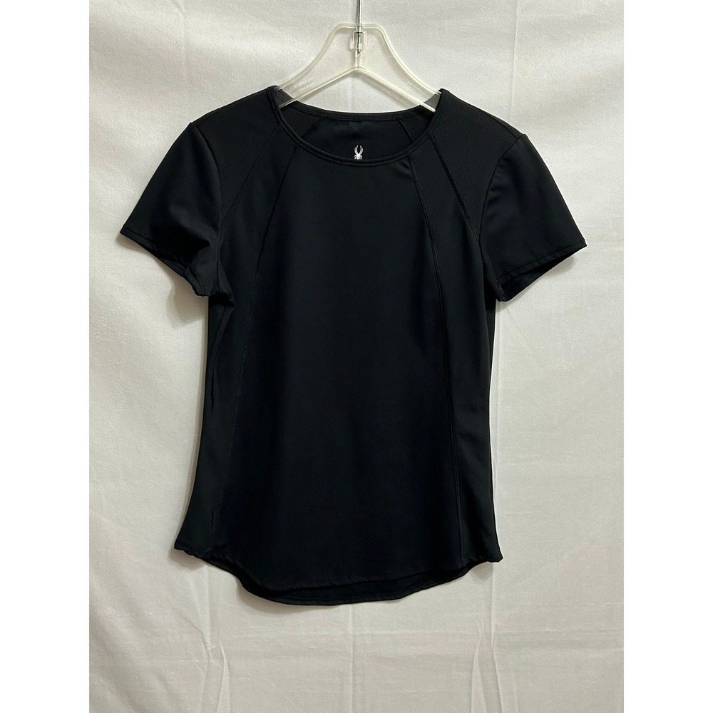 Spyder Active Womens Black Short Sleeve Mesh Panel Performance T-Shirt Size S